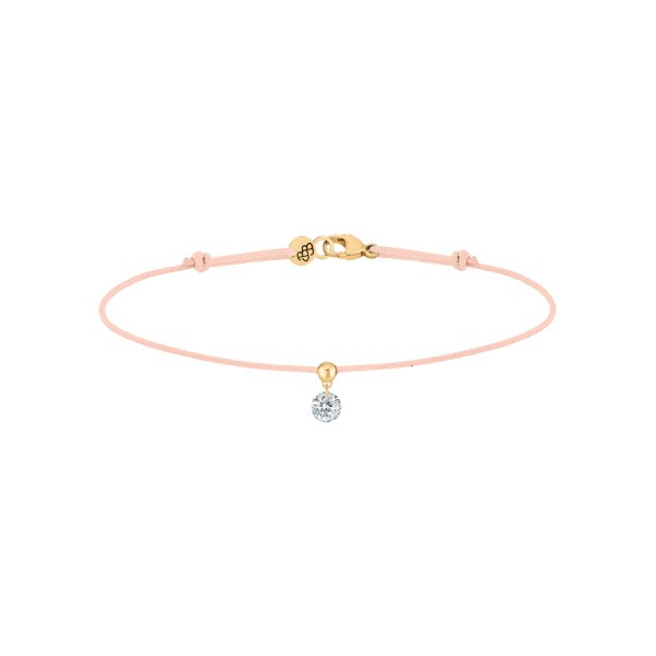 Bracelet cordon La Brune et La Blonde nude en or jaune et diamant 0,15 carat