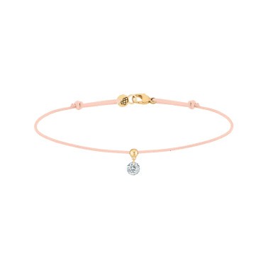 Bracelet cordon La Brune et La Blonde nude en or jaune et diamant 0,15 carat