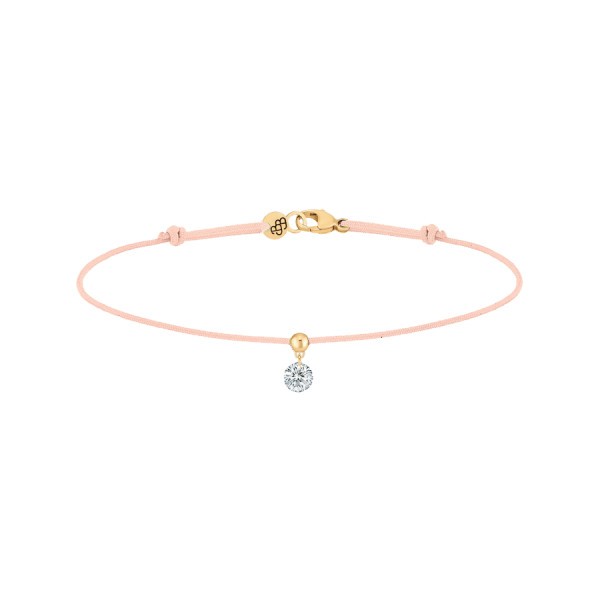 Bracelet cordon La Brune et La Blonde nude en or jaune et diamant 0,15 carat