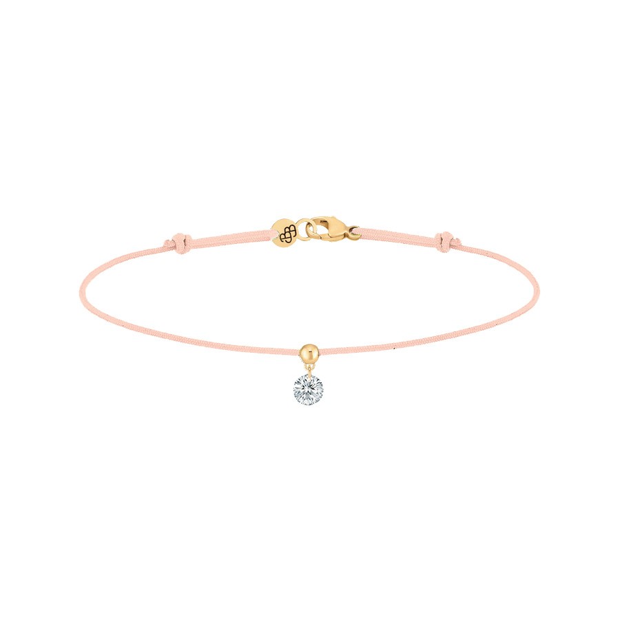 Bracelet cordon La Brune et La Blonde nude en or jaune et diamant 0,15 carat