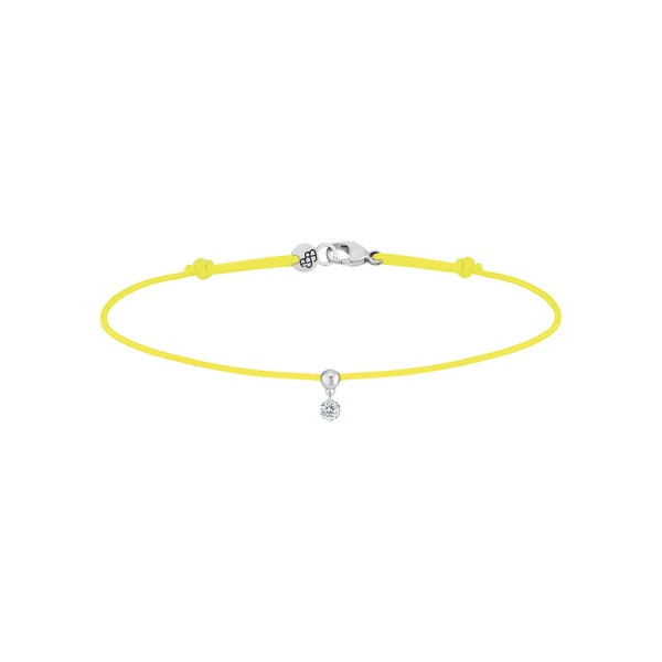 Bracelet cordon La Brune et La Blonde jaune en or blanc et diamant 0,07 carat