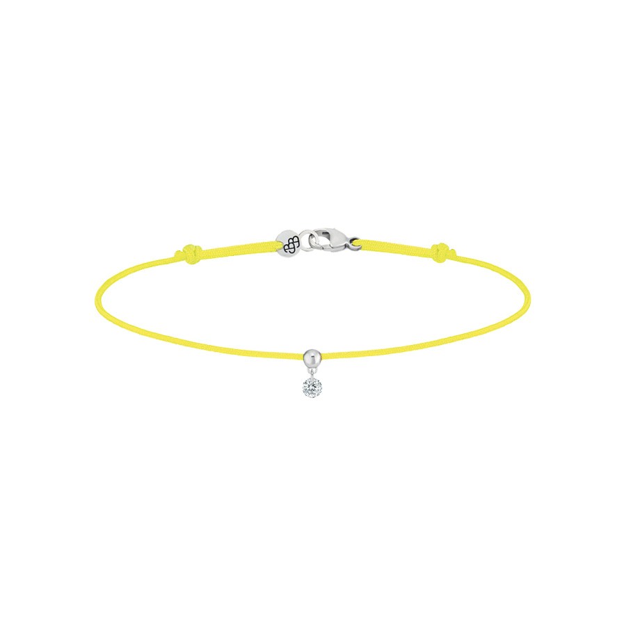 Bracelet cordon La Brune et La Blonde jaune en or blanc et diamant 0,07 carat