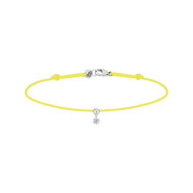 Bracelet cordon La Brune et La Blonde jaune en or blanc et diamant 0,07 carat
