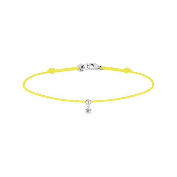 Bracelet cordon La Brune et La Blonde jaune en or blanc et diamant 0,07 carat