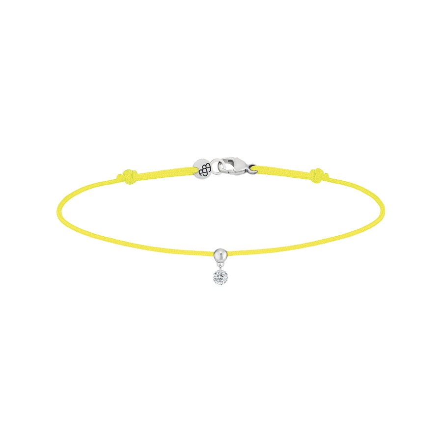 Bracelet cordon La Brune et La Blonde jaune en or blanc et diamant 0,07 carat