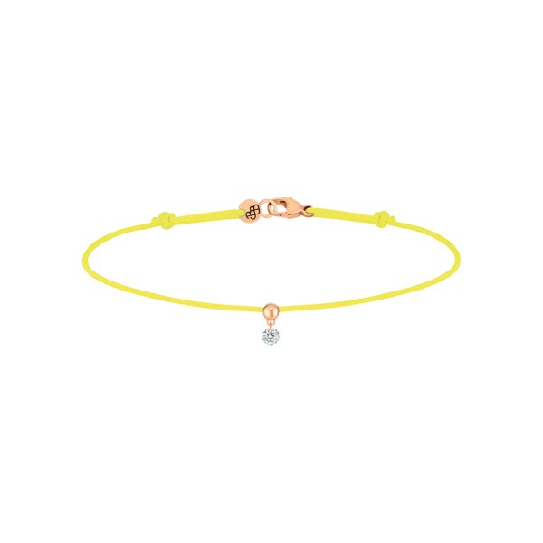 Bracelet cordon La Brune et La Blonde jaune en or rose et diamant 0,07 carat