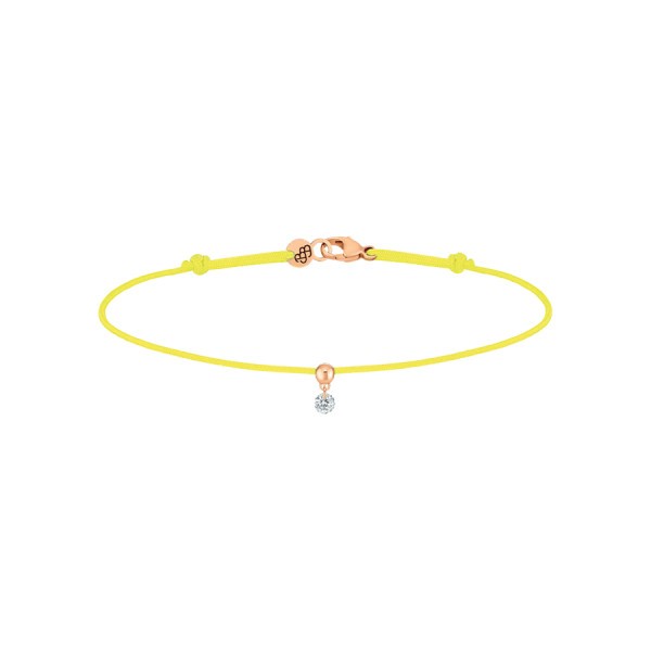 Bracelet cordon La Brune et La Blonde jaune en or rose et diamant 0,07 carat