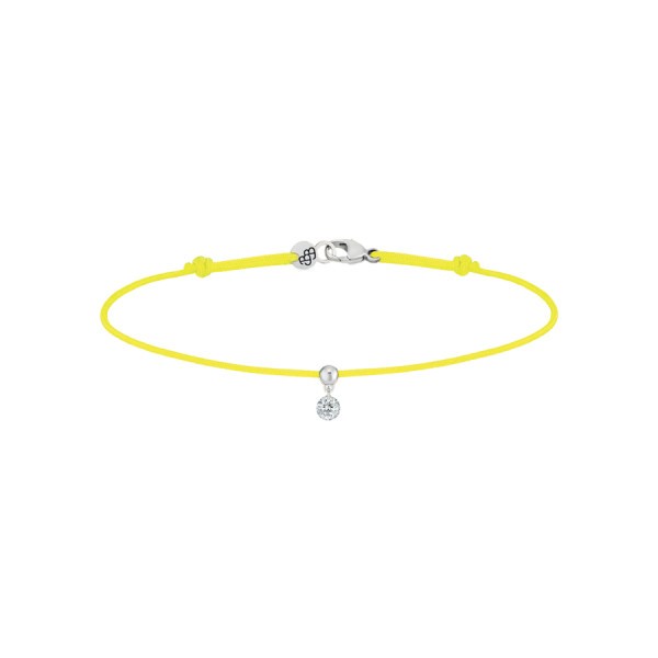 Bracelet cordon La Brune et La Blonde jaune en or blanc et diamant 0,10 carat