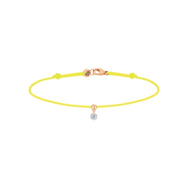 Bracelet cordon La Brune et La Blonde jaune en or rose et diamant 0,10 carat