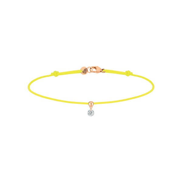 Bracelet cordon La Brune et La Blonde jaune en or rose et diamant 0,10 carat