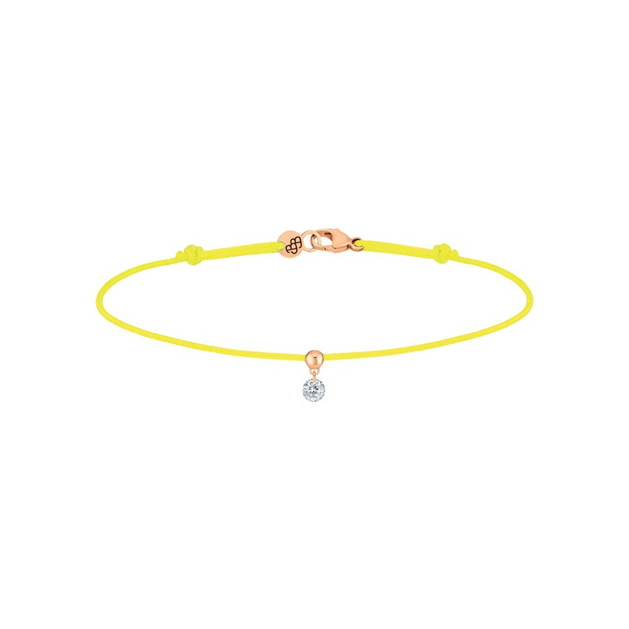 Bracelet cordon La Brune et La Blonde jaune en or rose et diamant 0,10 carat