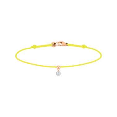 Bracelet cordon La Brune et La Blonde jaune en or rose et diamant 0,10 carat