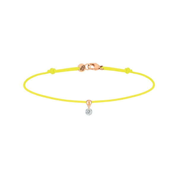 Bracelet cordon La Brune et La Blonde jaune en or rose et diamant 0,10 carat