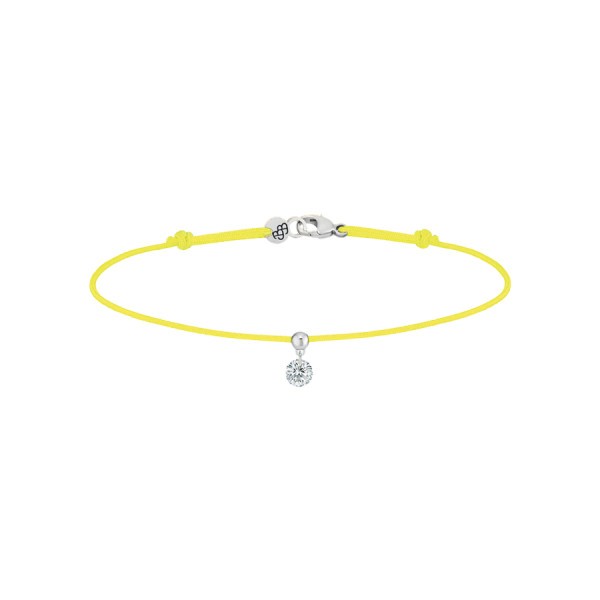 Bracelet cordon La Brune et La Blonde jaune en or blanc et diamant 0,15 carat