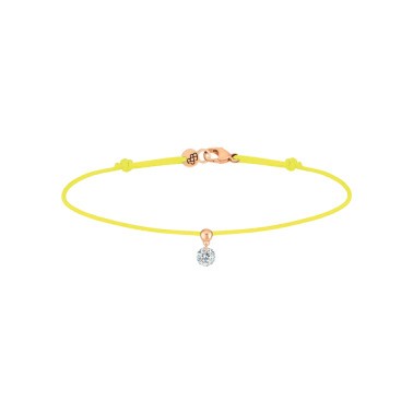 Bracelet cordon La Brune et La Blonde jaune en or rose et diamant 0,15 carat