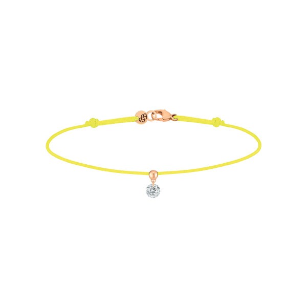 Bracelet cordon La Brune et La Blonde jaune en or rose et diamant 0,15 carat