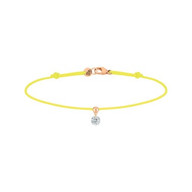 Bracelet cordon La Brune et La Blonde jaune en or rose et diamant 0,15 carat
