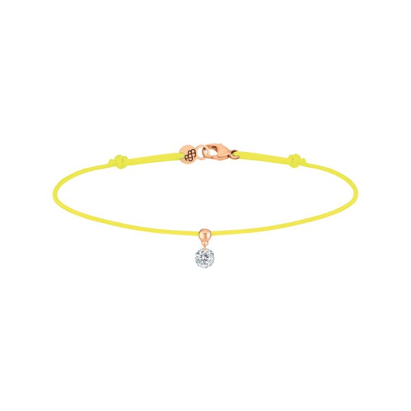 Bracelet cordon La Brune et La Blonde jaune en or rose et diamant 0,15 carat