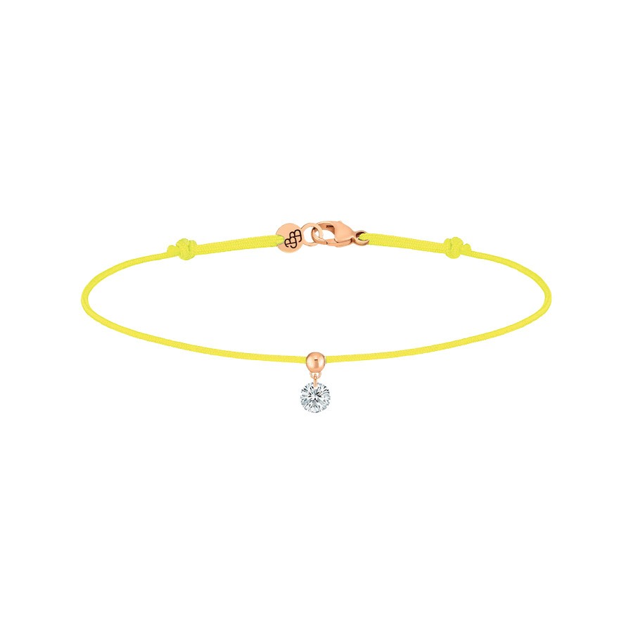 Bracelet cordon La Brune et La Blonde jaune en or rose et diamant 0,15 carat