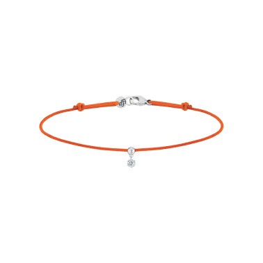 Bracelet cordon La Brune et La Blonde orange en or blanc et diamant 0,07 carat