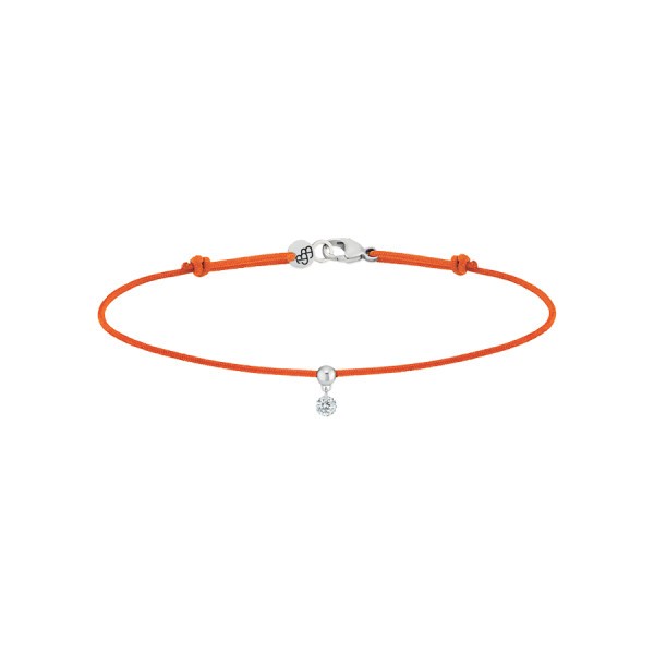 Bracelet cordon La Brune et La Blonde orange en or blanc et diamant 0,07 carat