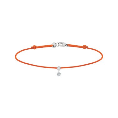 Bracelet cordon La Brune et La Blonde orange en or blanc et diamant 0,07 carat