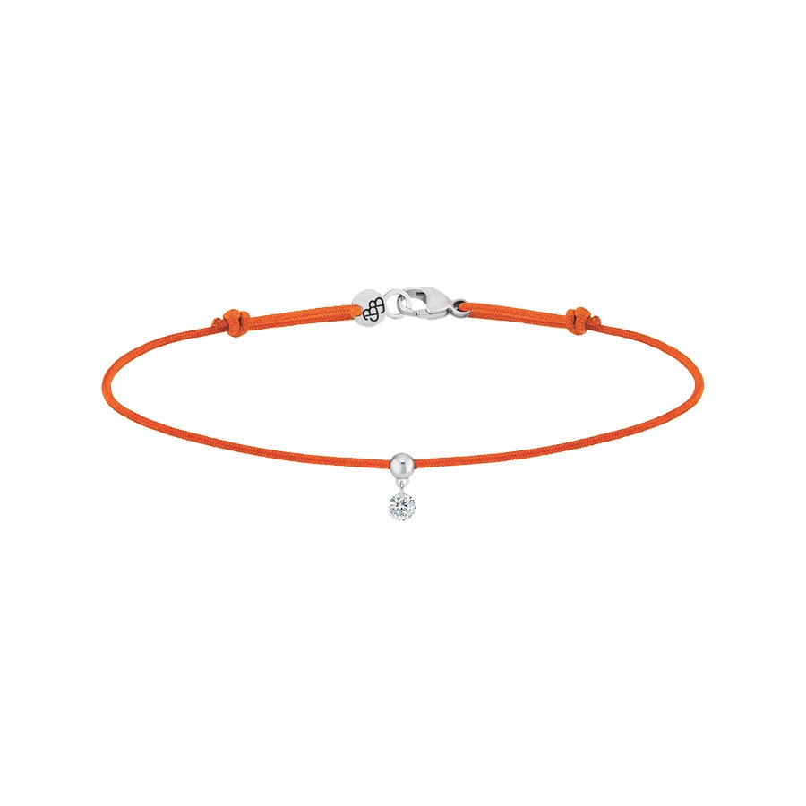 Bracelet cordon La Brune et La Blonde orange en or blanc et diamant 0,07 carat
