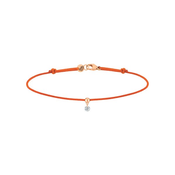 Bracelet cordon La Brune et La Blonde orange en or rose et diamant 0,07 carat