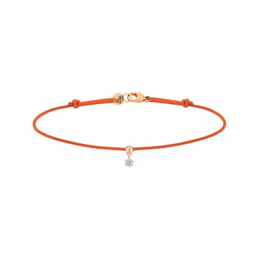 Bracelet cordon La Brune et La Blonde orange en or rose et diamant 0,07 carat