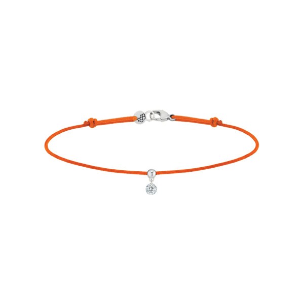 Bracelet cordon La Brune et La Blonde orange en or blanc et diamant 0,10 carat