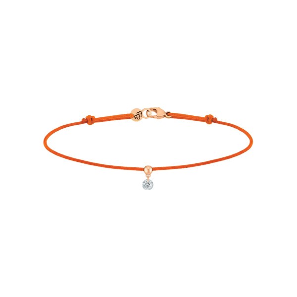 Bracelet cordon La Brune et La Blonde orange en or rose et diamant 0,10 carat