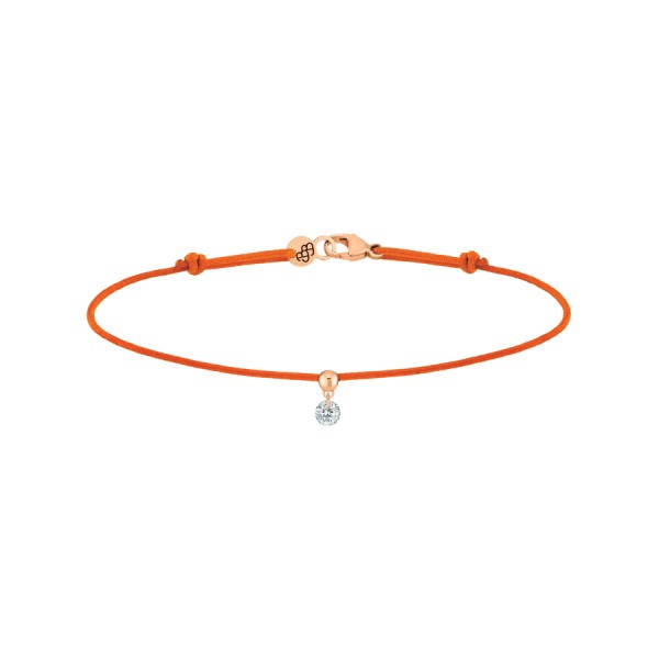 Bracelet cordon La Brune et La Blonde orange en or rose et diamant 0,10 carat