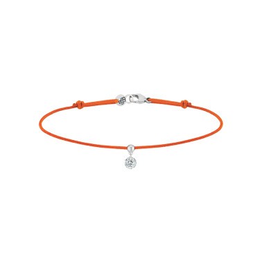 Bracelet cordon La Brune et La Blonde orange en or blanc et diamant 0,15 carat