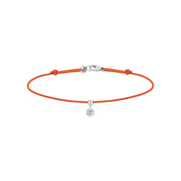 Bracelet cordon La Brune et La Blonde orange en or blanc et diamant 0,15 carat