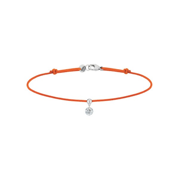 Bracelet cordon La Brune et La Blonde orange en or blanc et diamant 0,15 carat