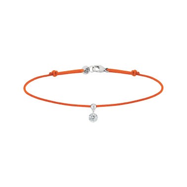 Bracelet cordon La Brune et La Blonde orange en or blanc et diamant 0,15 carat