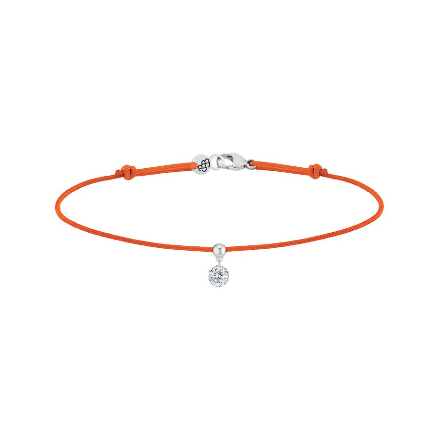 Bracelet cordon La Brune et La Blonde orange en or blanc et diamant 0,15 carat