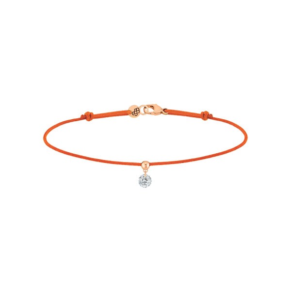 Bracelet cordon La Brune et La Blonde orange en or rose et diamant 0,15 carat