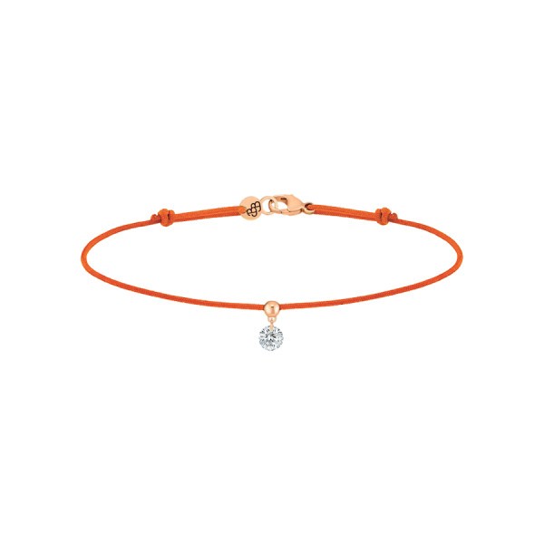 Bracelet cordon La Brune et La Blonde orange en or rose et diamant 0,15 carat