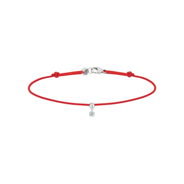 Bracelet cordon La Brune et La Blonde rouge en or blanc et diamant 0,07 carat