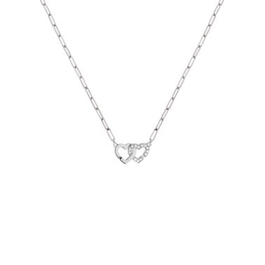 Collier Dinh Van Double Cœurs R9 en or blanc et diamants - SOLDAT