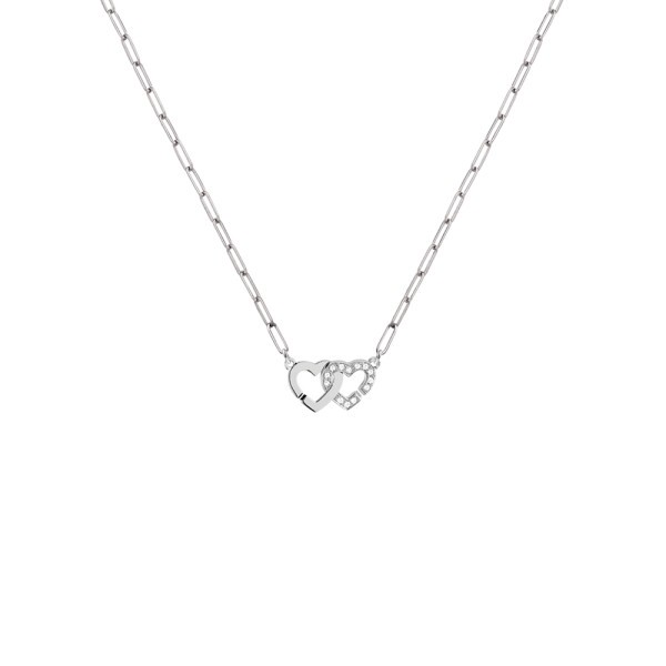 Collier Dinh Van Double Cœurs R9 en or blanc et diamants - SOLDAT