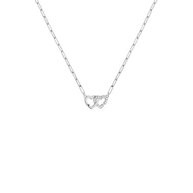 Collier Dinh Van Double Cœurs R9 en or blanc et diamants - SOLDAT PL