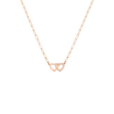 Collier Dinh Van Double Cœurs R9 en or rose et diamants - SOLDAT