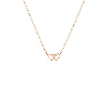 Collier Dinh Van Double Cœurs R9 en or rose et diamants - SOLDAT PL