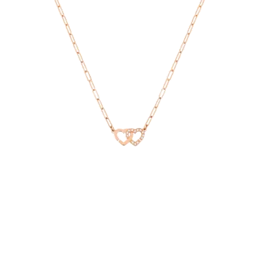 Collier Dinh Van Double Cœurs R9 en or rose et diamants - SOLDAT PL