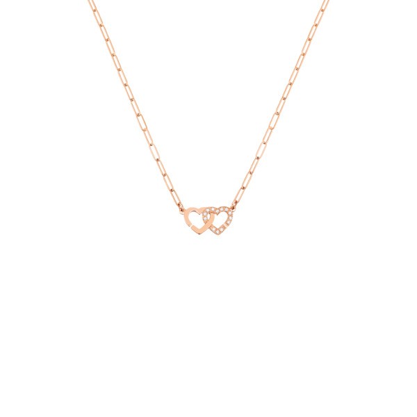 Collier Dinh Van Double Cœurs R9 en or rose et diamants - SOLDAT PL