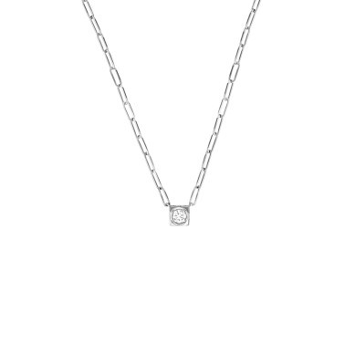 Collier Dinh Van Le Cube Diamant grand modèle en or blanc et diamant sur chaîne - SOLDAT