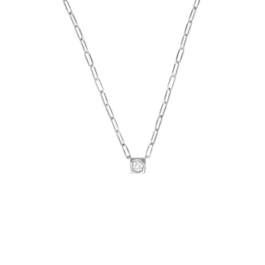 Collier Dinh Van Le Cube Diamant grand modèle en or blanc et diamant sur chaîne - SOLDAT