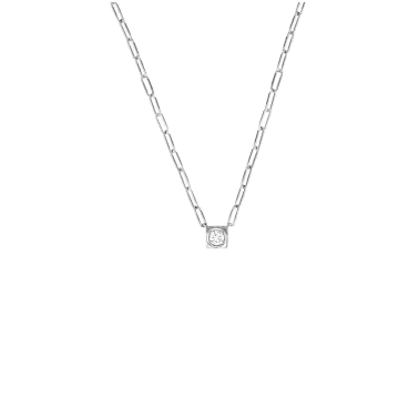 Collier Dinh Van Le Cube Diamant grand modèle en or blanc et diamant sur chaîne - SOLDAT PL